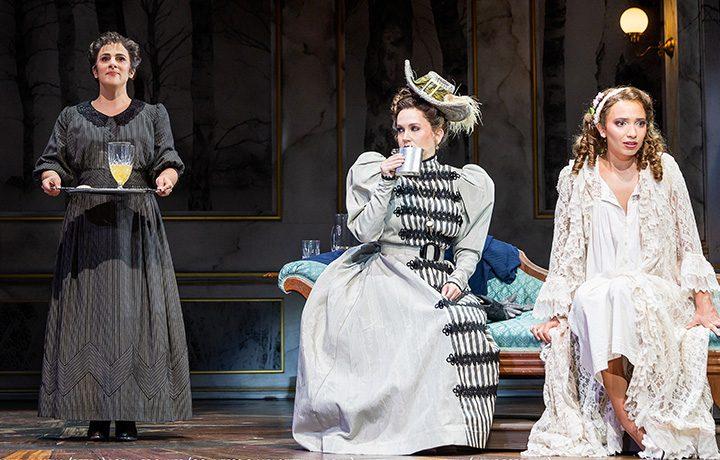Gianna Yanelli as Petra, Lora Lee Gayer as Countess Charlotte, and Lauren Maria Medina as Ann Egerman in A Little Night Music, 2024 (Ogunquit Playhouse)