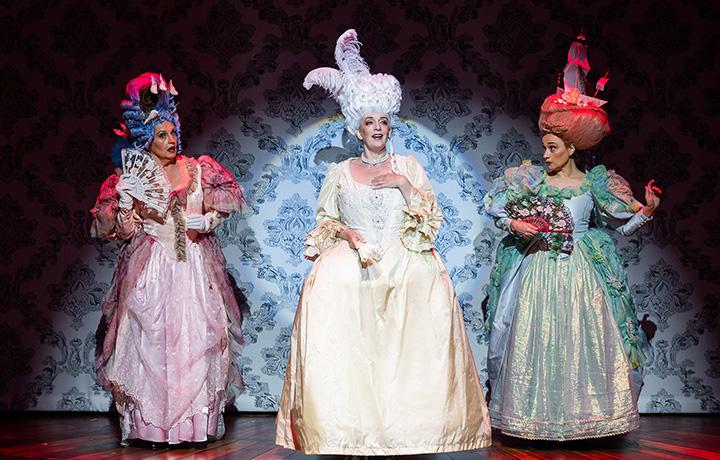 Jennifer Allen as Mrs Sergstrem, Julia Murney as Desiree Armfeldt, and Lianne Marie Dobbs as Mrs Anderssen in A Little Night Music, 2024 (Ogunquit Playhouse)