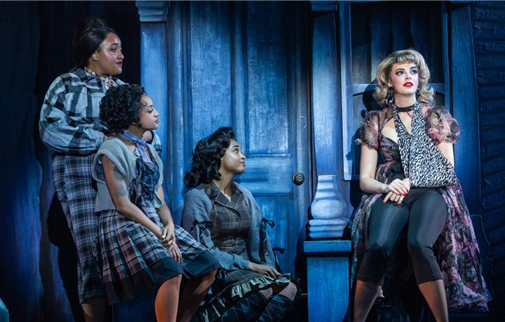 Chelsea Hooker as Crystal, Briana Brooks as Ronnette, Olivia Elease Hardy as Chiffon, Talia Suskauer as Audrey in Little Shop of Horros, 2024 (Ogunquit Playhouse)