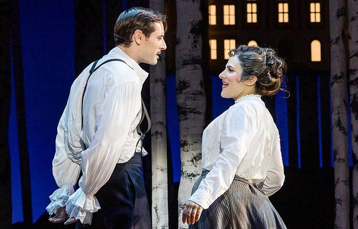 Mike Schwitter as Frid and Gianna Yanelli as Petra in A Little Night Music, 2024 (Ogunquit Playhouse)