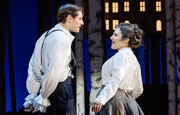 Mike Schwitter as Frid and Gianna Yanelli as Petra in A Little Night Music, 2024 (Ogunquit Playhouse)
